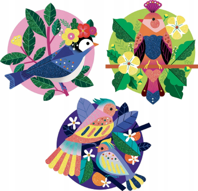 Set kreativ me glitter Djeco Paradisio, 4 tabela, për kalamaj 6-10 vjeç, shumëngjyrësh
