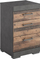 Komodinë FMD Bedside Table, 3 sirtarë, stil druri rustic, gri