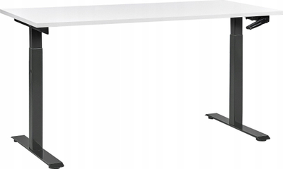 Tavolinë zyre e rregullueshme, 160 x 72 cm, manuale, e bardhë me kornizë të zezë