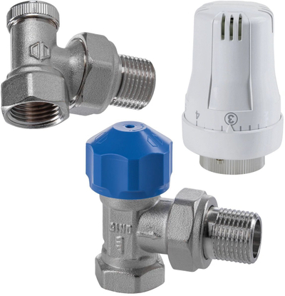 Set radiatorik Honeywell DN15, version i kënduar, kokë termostatike dhe valvula kthimi