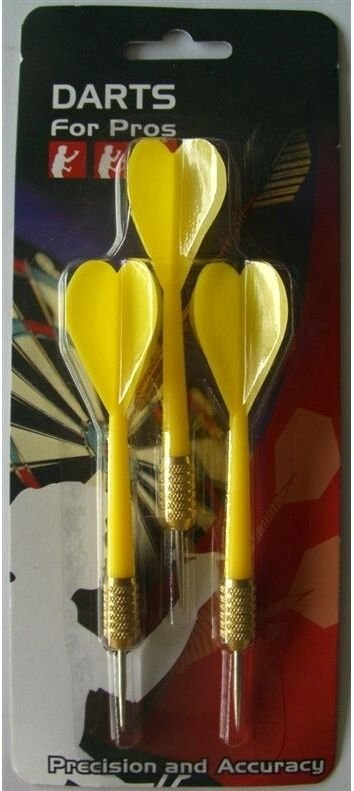Shigjeta darts DSA-2001, set 3 copë, maja metalike, të verdha