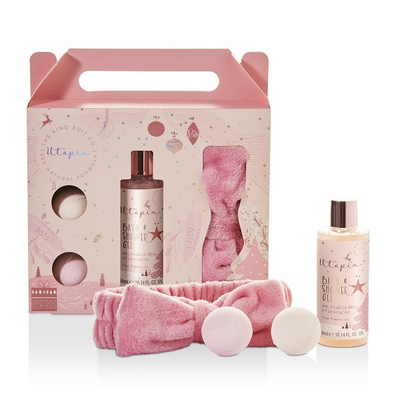 Set SUNKISSED - Xhel për banjë dhe dush 300 ml + Shkumë për banjo me gaz 2 x 20 g + Shirit për kokë