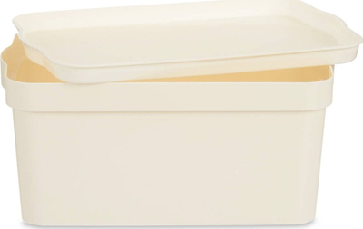 Kuti ruajtëse plastike me kapak, 7.5L, 21.5 x 14.5 x 32 cm, ngjyrë krem