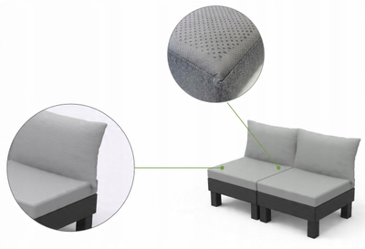 Divan kopshti Elements 2seater, dy vende, modular, gri