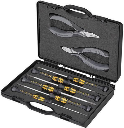 Set veglash elektronike Knipex 00 20 18 ESD, 8 pjesë, me pincë dhe kaçavida
