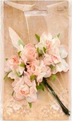 Set lule dekorative, 3cm, 6 copë, rozë e çelët dhe e bardhë