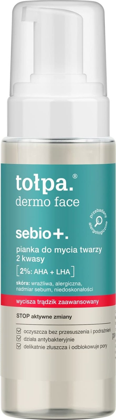 Shkumë pastrimi fytyre Tołpa Sebio+, 150ml, për lëkurë me akne