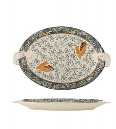 Pjatancë servirjeje Bloomingville Hezha, stoneware, ovale 34×25 cm, shumëngjyrëshe e çelët