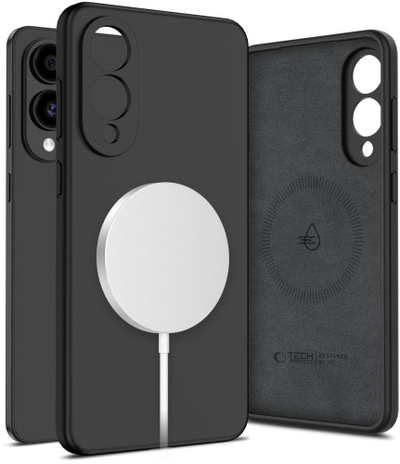 Mbështjellës silikon Tech-Protect Liquid Silicone MagSafe për Samsung Galaxy S25 Edge, i zi