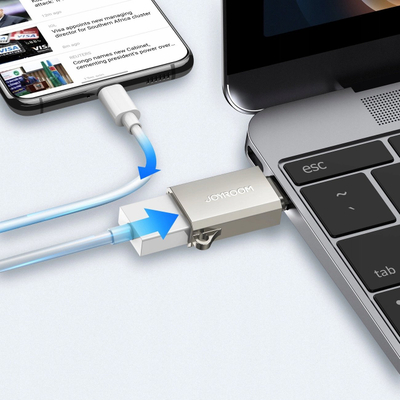 Adapter USB Joyroom S-H151, USB C mashkull në USB A femër, OTG, argjendtë