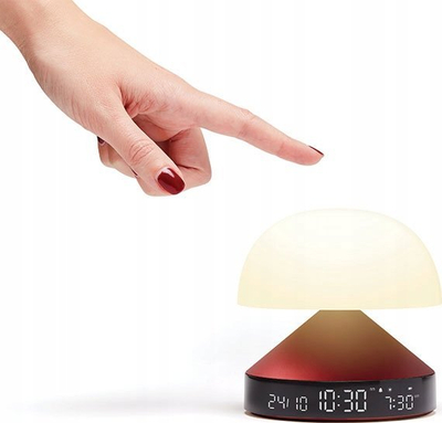 Llambë tavoline Lexon Mina Sunrise, alarm ore, LED, e kuqe