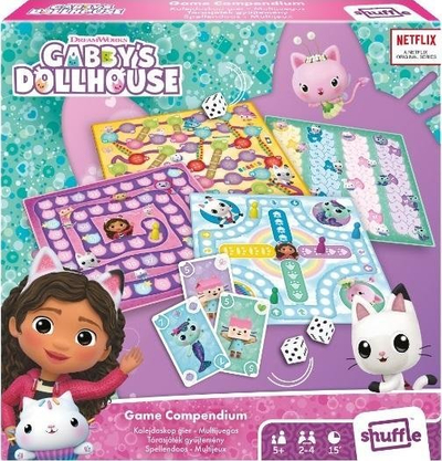 Koleksion lojrash tavoline Shuffle Gabby’s Dollhouse, set me letra dhe tabela, e bardhë