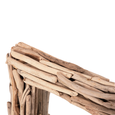 Pasqyrë muri HomeMarkt Twigs HM4440, kornizë druri, 82x62cm, bezhë