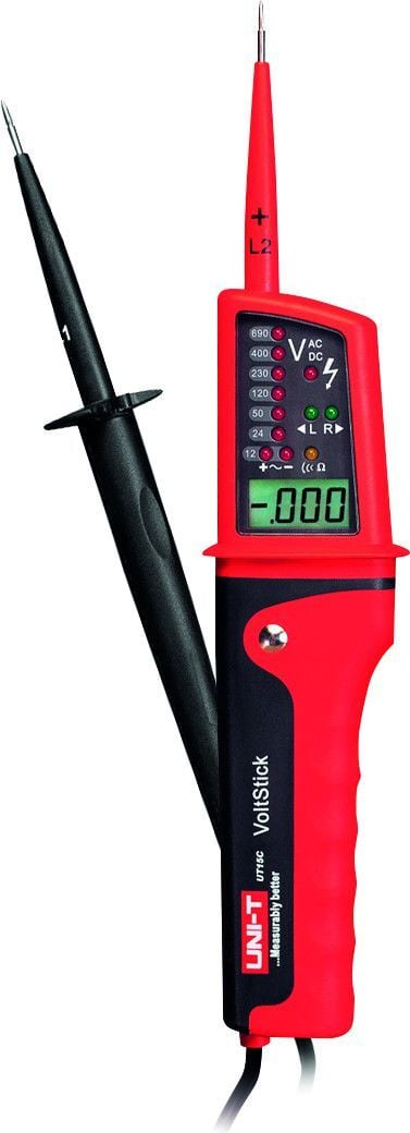 Testues tensioni Uni-T UT15C, 6-690V AC DC, rezistencë 40 MΩ, i kuq