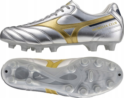 Këpucë futbolli Mizuno Morelia II Club FG M P1GA251604, bar natyral, për burra, ngjyrë argjendtë