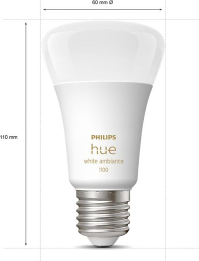 Llambë smart Philips Hue White Ambiance A60, E27, 1100 lumen, e bardhë