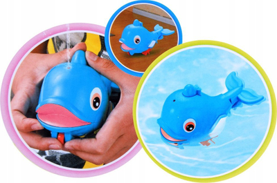 Lodër për banjo balenë ZA0595, me mekanizëm me tërheqje, 15 cm, blu