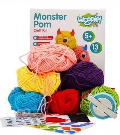 Set kreativ Woopie Monster Pom, 13 pjesë, 5+, shumëngjyrësh