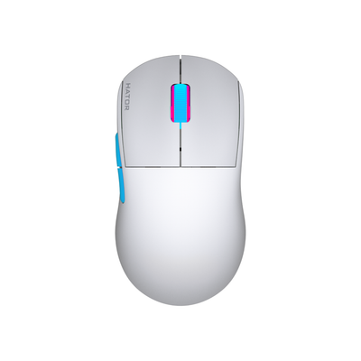 Maus wireless Hator Quasar 2 Pro, 26000 DPI, 2.4GHz dhe Bluetooth, i bardhë