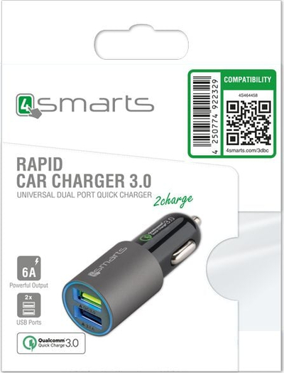 Karikues makine 4smarts Rapid, Quick Charge 3.0, gri mat