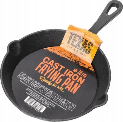 Tigan gize Texas Club, 20 cm, me dorezë metal, i zi