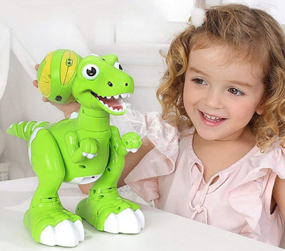 Lodër dinosaur interaktiv Jiabaile Jungle Overlord, me telekomandë, me avull dhe dritë, i gjelbër
