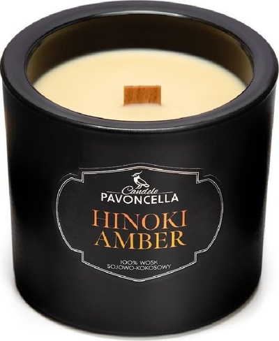 Qiri dekorativ Pavoncella Classico Hinoki Amber, 170g, 50 orë djegje, i zi