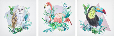 Set pikturash murale Beliani MENAKA, 3 copë, 30 x 30 cm, shumëngjyrëshe