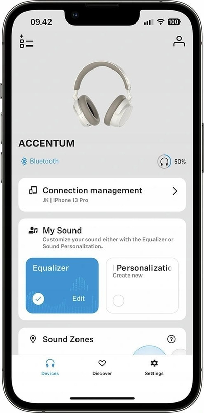 Kufje mbi vesh Sennheiser Accentum, wireless, me mikrofon, ngjyrë e bardhë