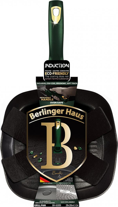 Tigan grill Berlinger Haus Emerald, 28 cm, trup alumini, jeshile