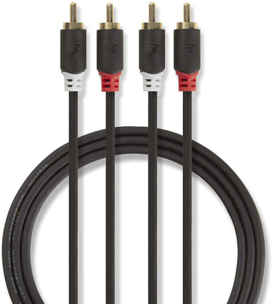 Kabllo audio Nedis, stereo 2x RCA mashkull në 2x RCA mashkull, 1m, antracit