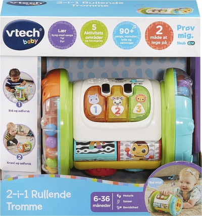 Lodër daulle interaktive VTech 2 in 1 Rolling Explorer Drum, me drita dhe tinguj, shumëngjyrëshe