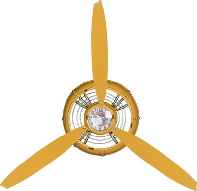 Orë muri për zbukurim Activeshop Propeller Clock, si helikë avioni, me shifra të mëdha, e verdhë