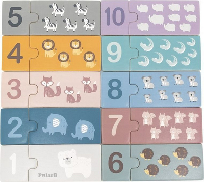 Puzzle numrash druri Viga PolarB, lojë edukative, shumëngjyrësh