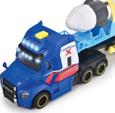 Lodër kamion Dickie Space Mission Truck, me raketë 30cm, me drita dhe zë, shumëngjyrësh