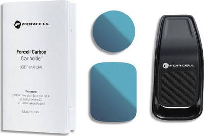Mbajtëse magnetike telefoni Forcell F‑Grip Carbon B060, për grilën e ajrit, universale, e zezë