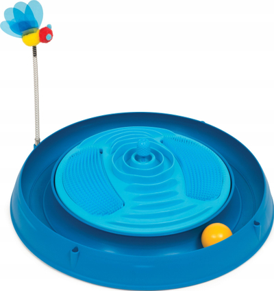 Lodër mace Catit Play Circuit Ball, pistë me top, jastëk gërryes me catnip, blu