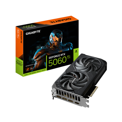 Kartë grafike GIGABYTE GeForce RTX 5060 Ti WINDFORCE OC 8G, 8GB GDDR7, PCI-E 5.0, e zezë