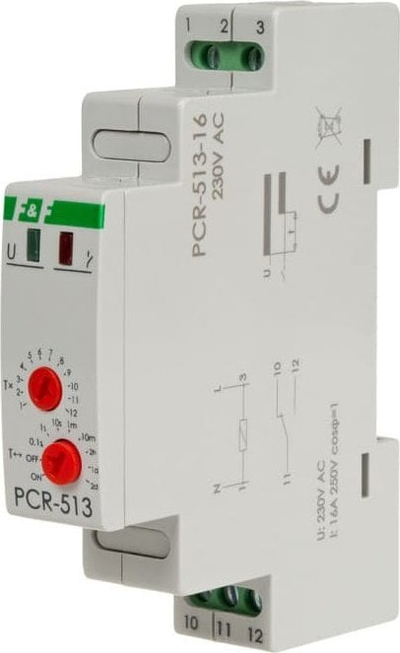 Relè kohe F&F PCR-513-16, 230V AC, montim në shinë 35mm, e bardhë
