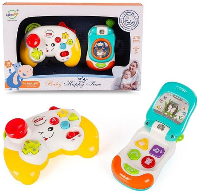 Set lodër Chimstar Baby Happy Time, gamepad dhe telefon me kapak, drita dhe tinguj, shumëngjyrësh