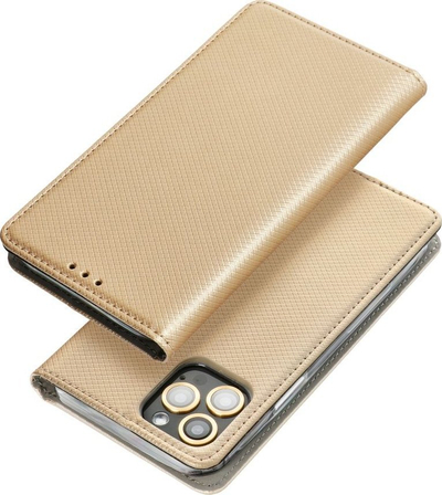 Këllëf libri Smart për Samsung Galaxy A34, me magnet, me vende për karta, ngjyrë gold