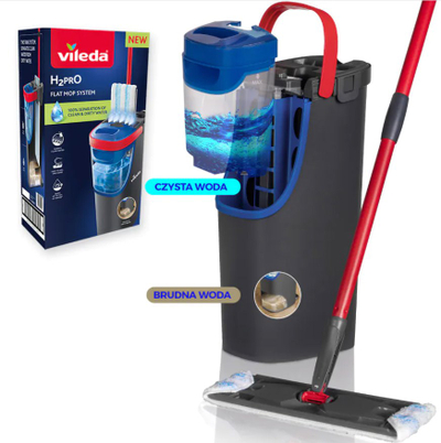 Mop i sheshtë Vileda H2Pro Flat System, me spërkatje, ngjyrë gri