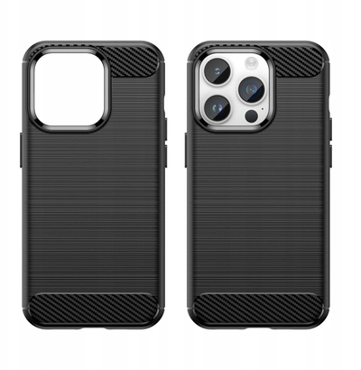 Këllëf i blinduar për telefon iPhone 14 Pro Max, TPU, fibrë karboni, i zi