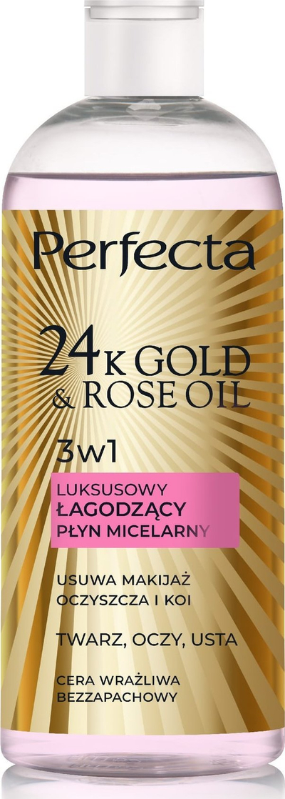Ujë micelar Perfecta 24K Luxurious për lëkurë të ndjeshme, pastrim i butë