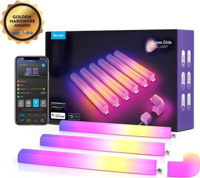 Dritëmur inteligjent Govee Glide, set 6+1, RGBIC, WiFi Bluetooth, e bardhë