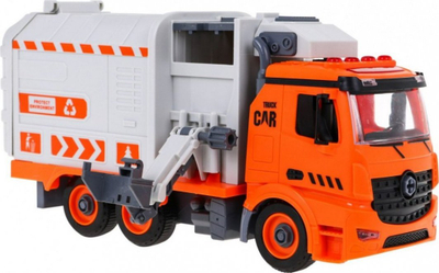 Lodër kamion plehrash Yiwan Toys ZAU.YW9084, me drita dhe zë, set edukativ me kosha, portokalli