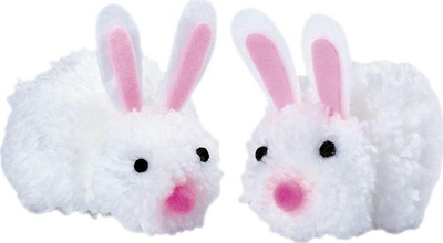 Set kreativ Titanum Rabbit, 2 lepuj dekorativë, ponponë, i bardhë