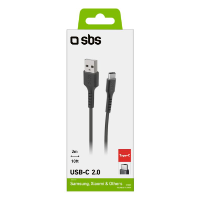 Kabllo USB SBS Mobile USB A në USB C, 3m, e zezë