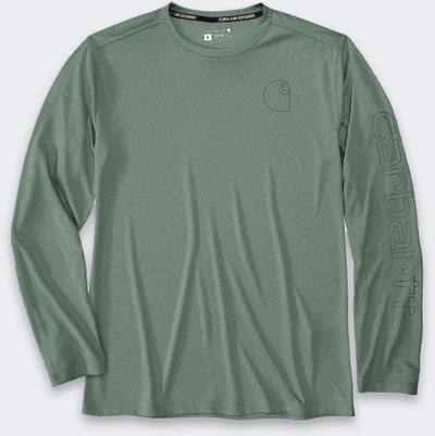 Bluzë me mëngë të gjata Carhartt Force Sun Defender, UPF 40+, FastDry, jeshile, S