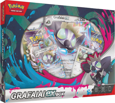 Set letra Pokémon TCG Grafaiai EX Box, 4 booster packs, për koleksionistë